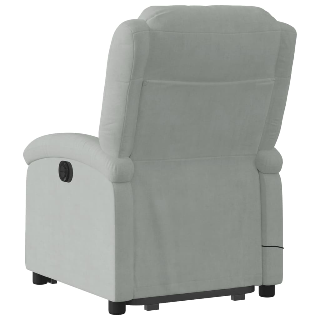 vidaXL Stand up Massage Recliner Chair Light Gray Velvet