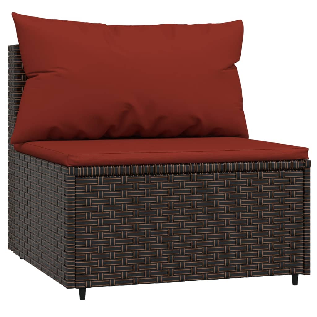 vidaXL 4 Piece Patio Lounge Set with Cushions Brown Poly Rattan