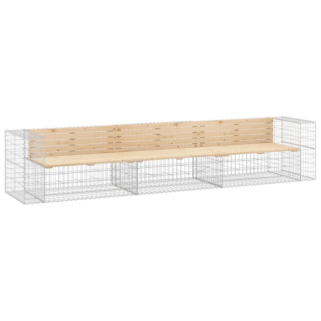 vidaXL Patio Bench Gabion Design 136.6"x28"x25.8" Solid Wood Pine