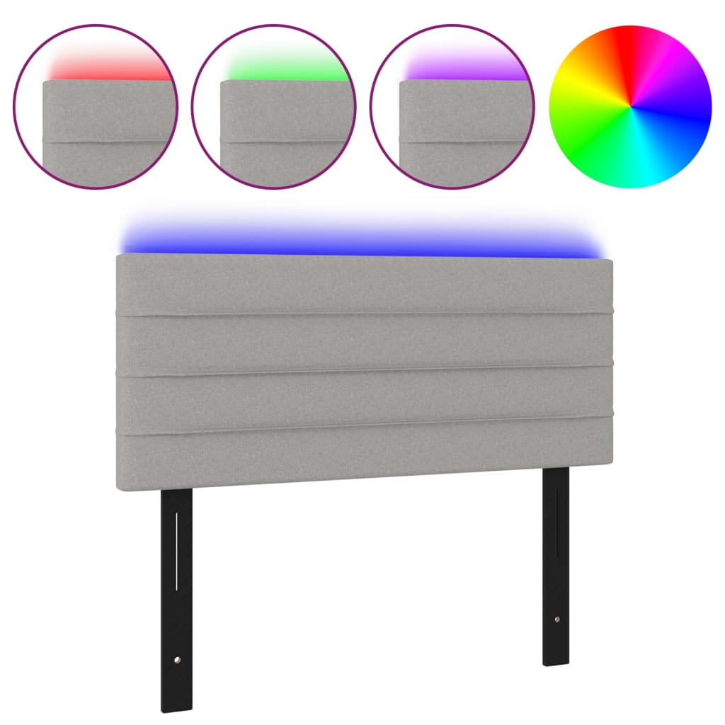 vidaXL LED Headboard Light Gray 39.4"x2"x30.7"/34.6" Fabric