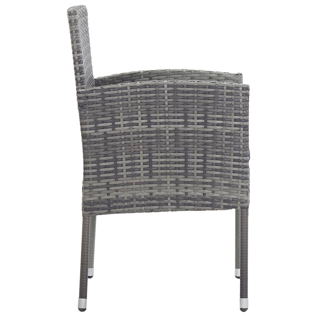 vidaXL Patio Chairs with Dark Gray Cushions 4 pcs Gray Poly Rattan