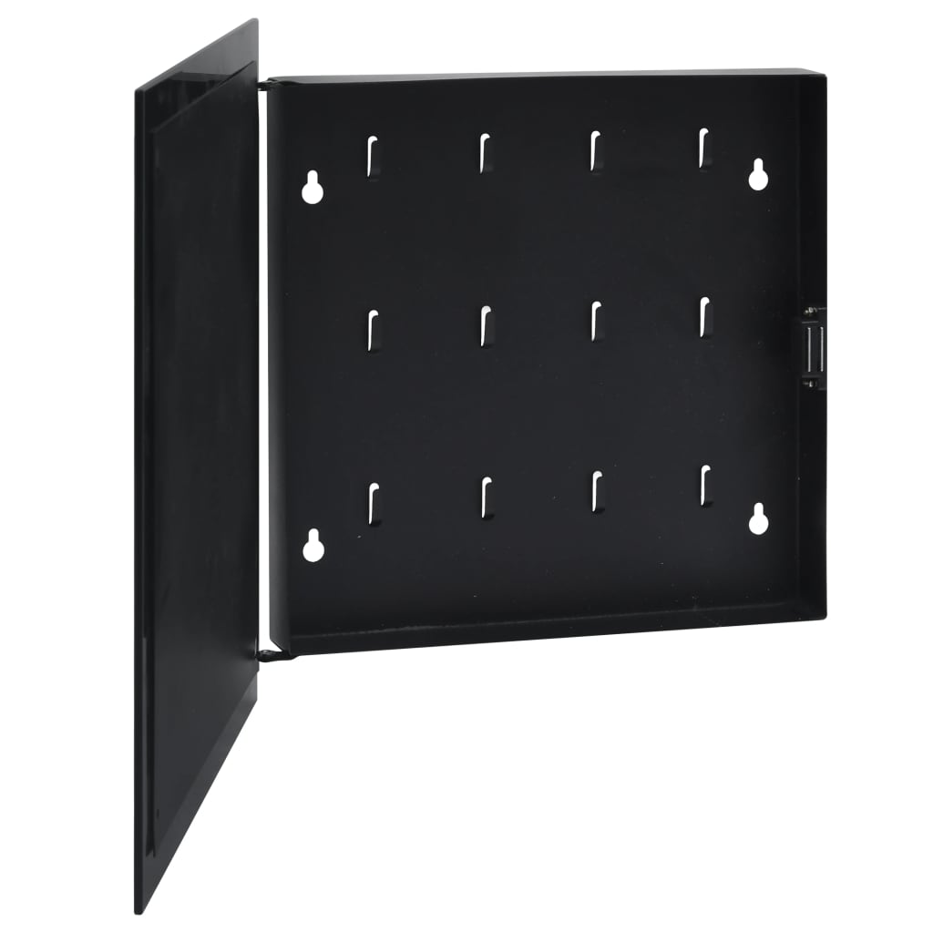 vidaXL Key Box with Magnetic Board Black 13.8"x13.8"x2.2"