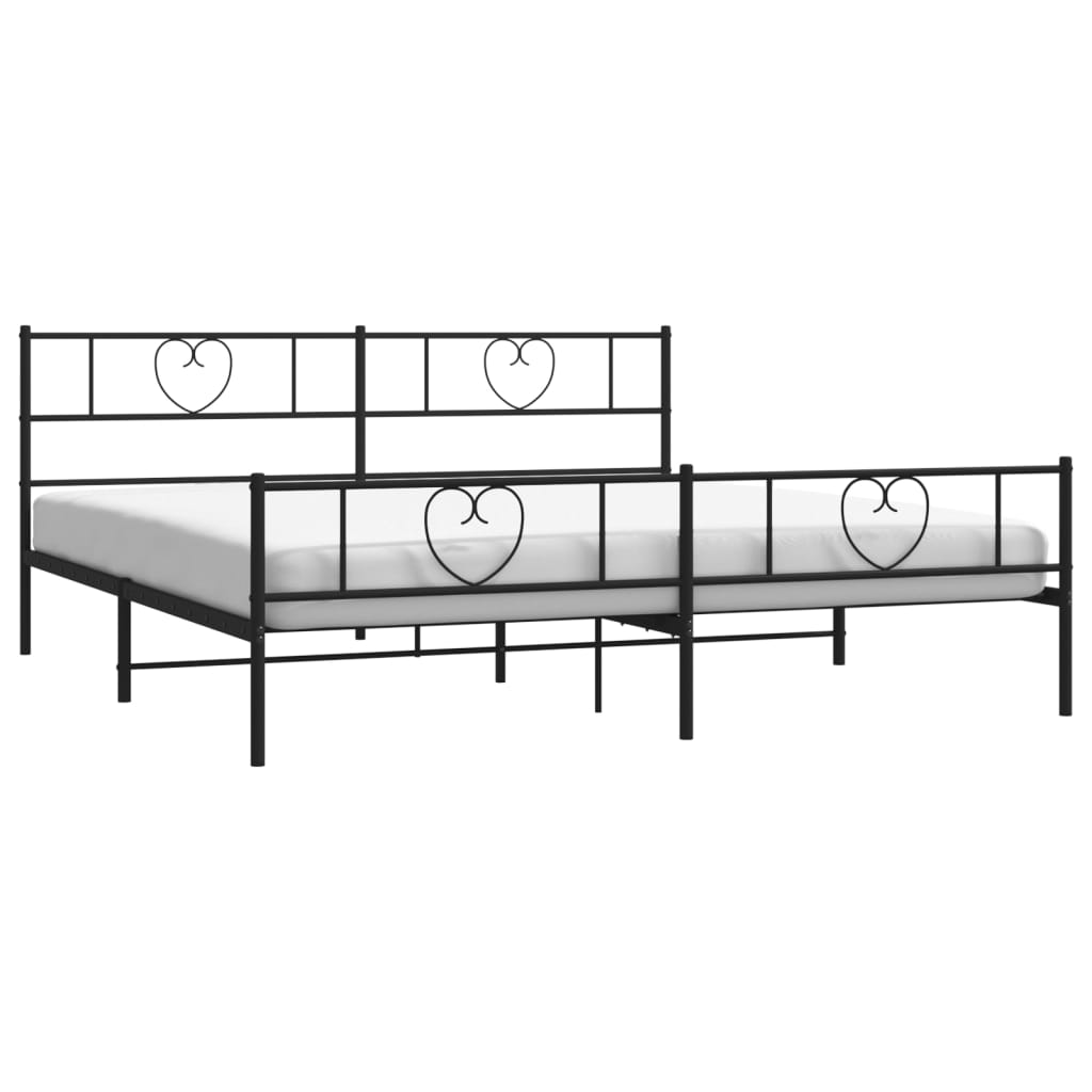 vidaXL Metal Bed Frame without Mattress with Footboard Black 76"x79.9"