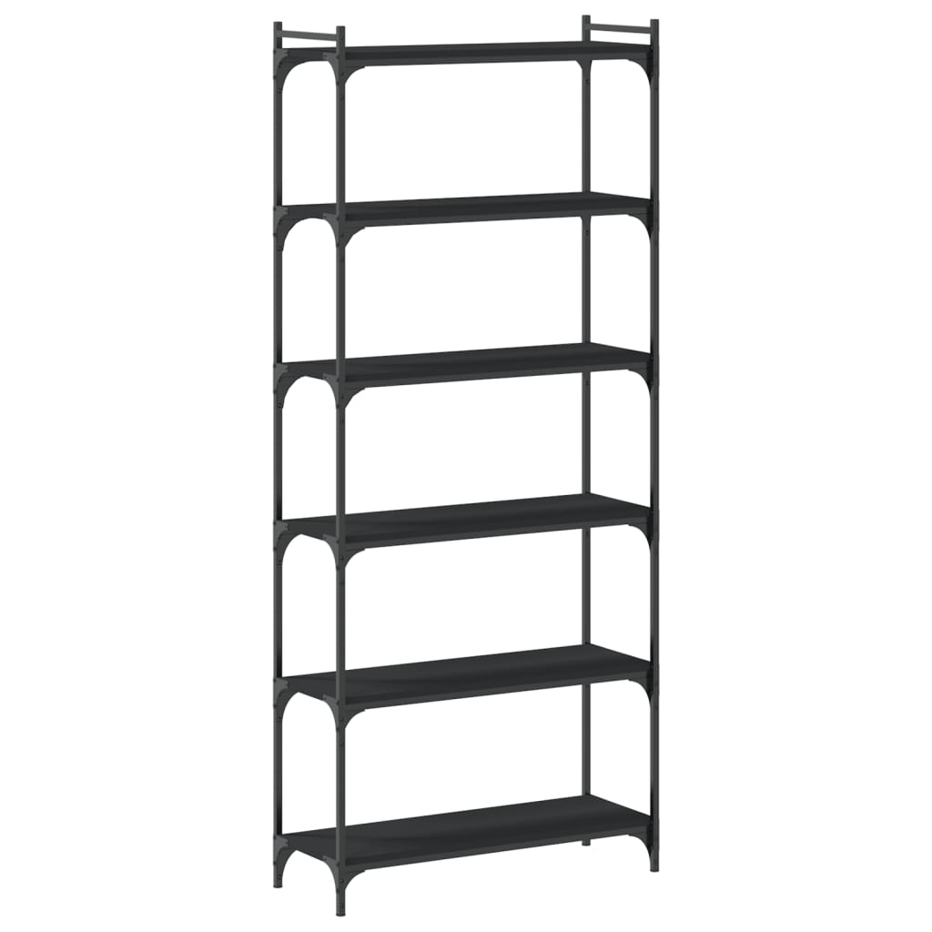 vidaXL Bookcase 6-Tier Black 31.5"x11.8"x74" Engineered Wood