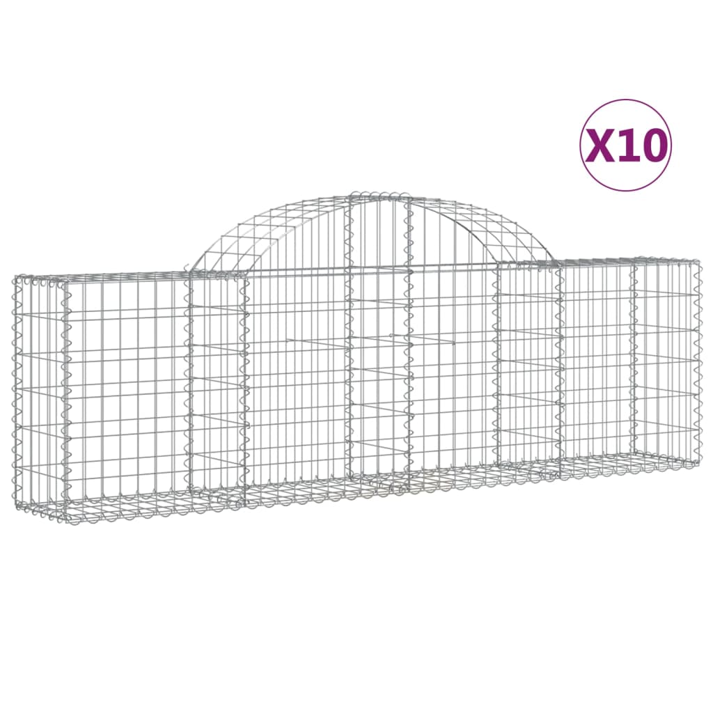 vidaXL Arched Gabion Baskets 10 pcs 78.7"x11.8"x23.6"/31.5" Galvanized Iron