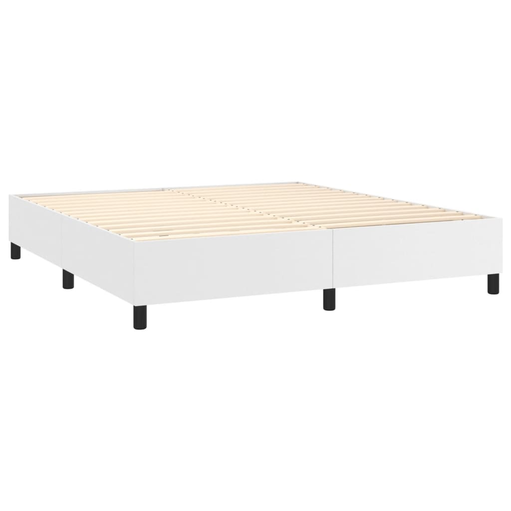 vidaXL Bed Frame without Mattress White King Faux Leather (US Only)