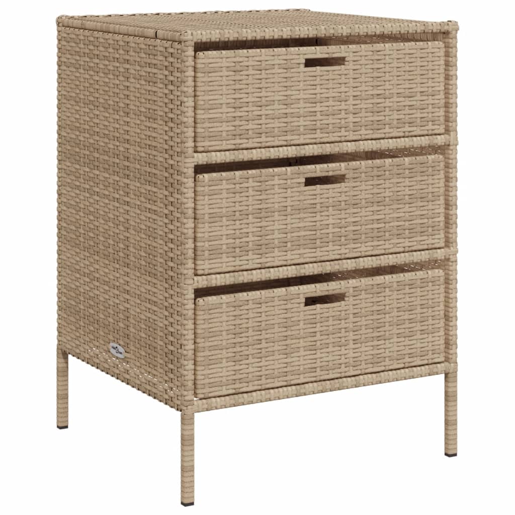 vidaXL Patio Storage Cabinet Beige 21.7"x23.2"x31.5" Poly Rattan