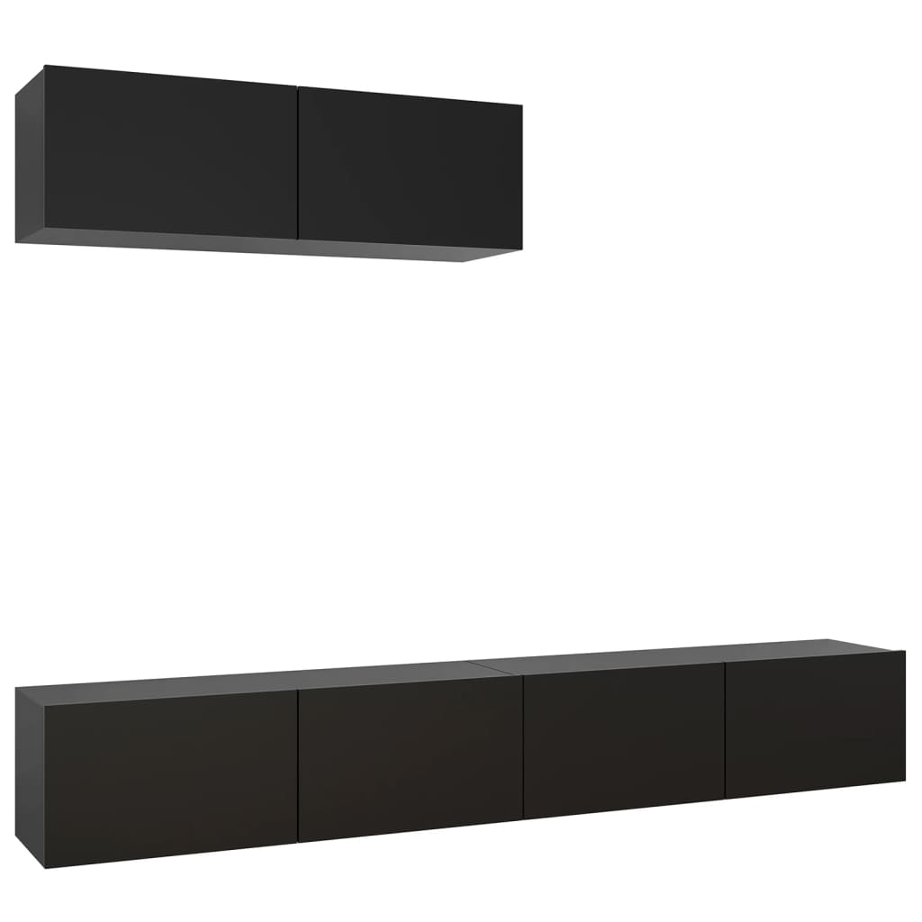 vidaXL TV Stands 3 pcs Black Engineered Wood