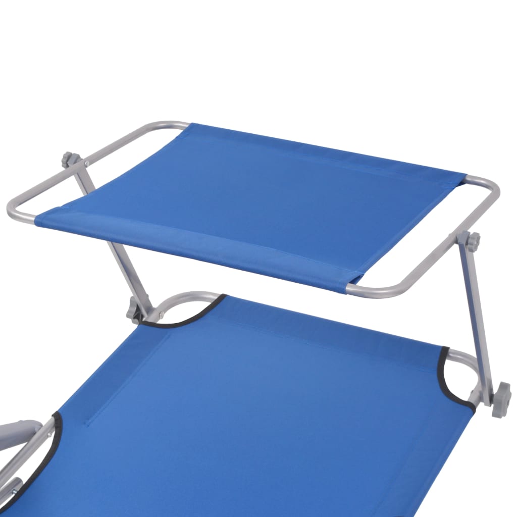 vidaXL Sun Lounger with Canopy Steel Blue