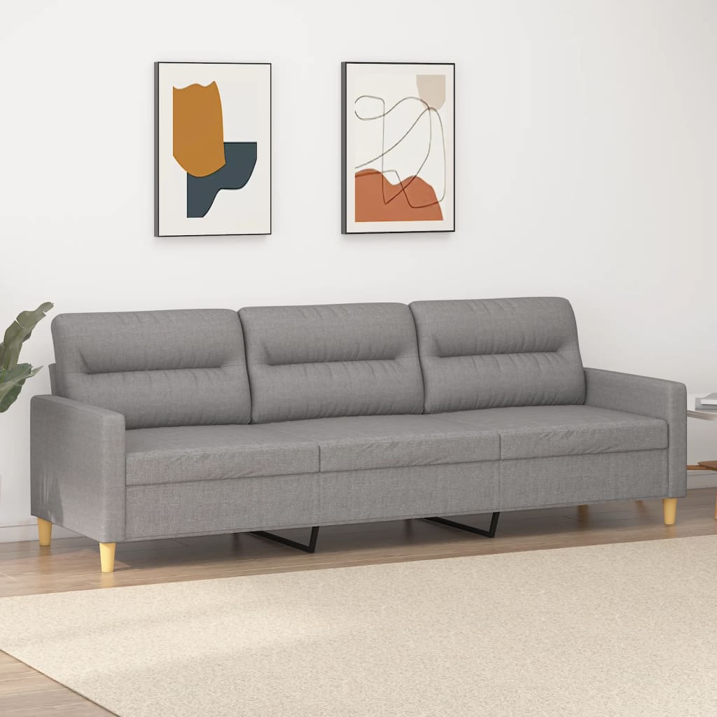 vidaXL 3-Seater Sofa Light Gray 82.7" Fabric