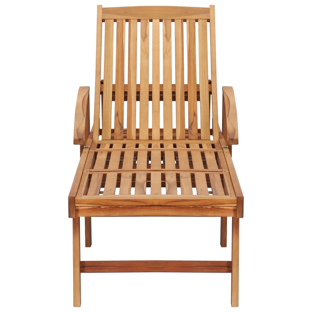 vidaXL Sun Lounger with  Table and Cushion Solid Teak Wood