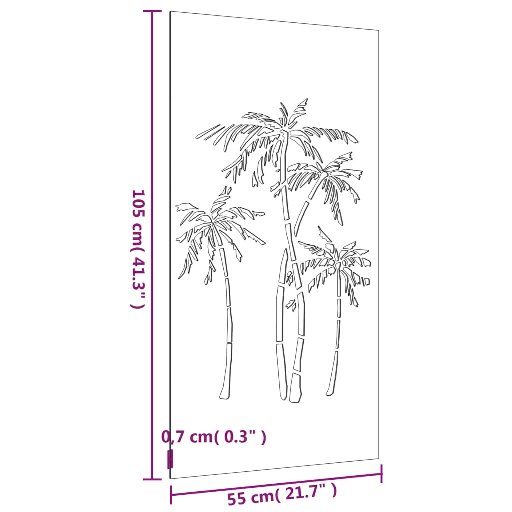 vidaXL Patio Wall Decoration 41.3"x21.7" Corten Steel Palm Tree Design