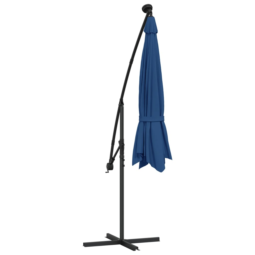 vidaXL Cantilever Garden Parasol with LED Lights and Steel Pole 118.1" Azure