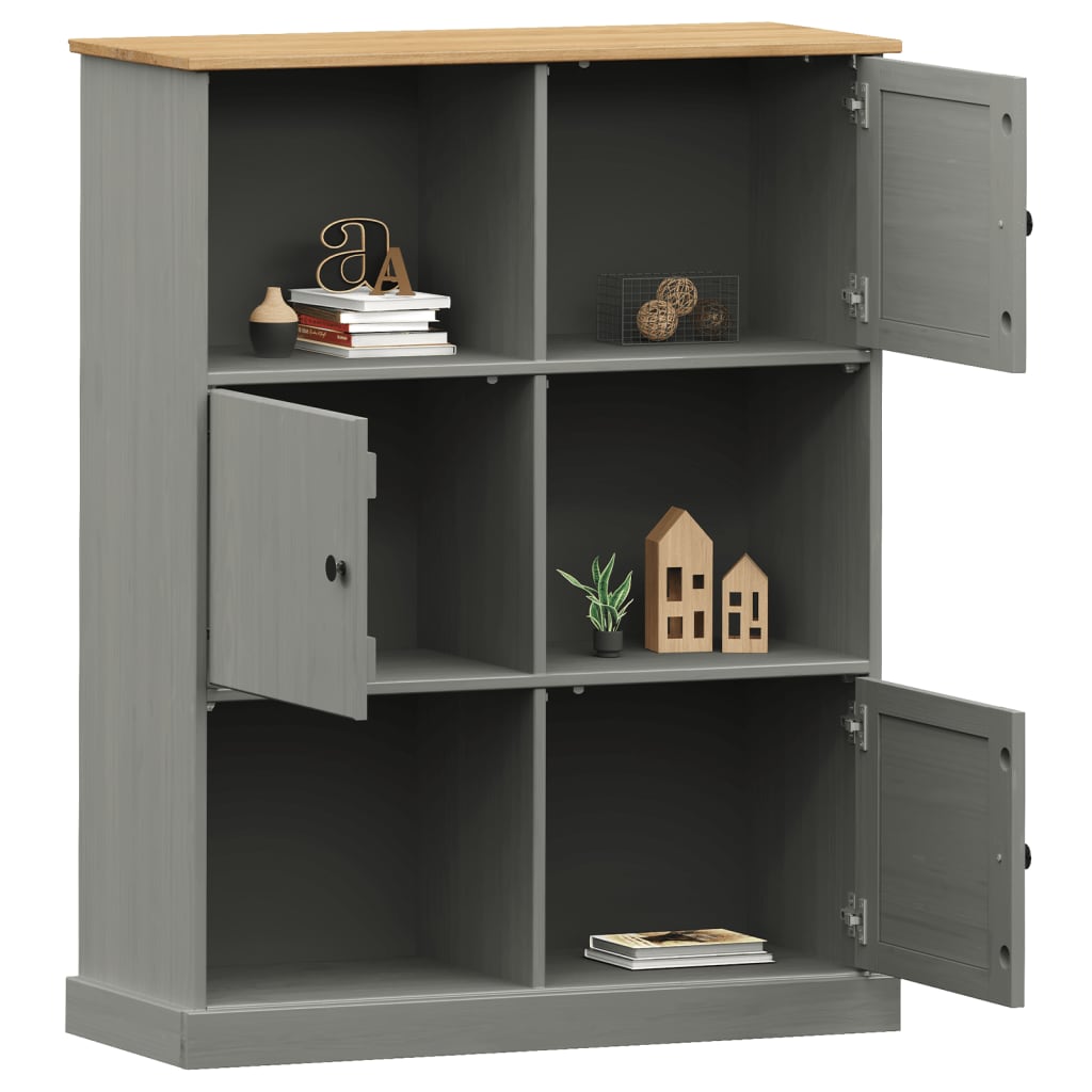 vidaXL Bookcase VIGO Gray 35.4"x13.8"x45.1" Solid Wood Pine