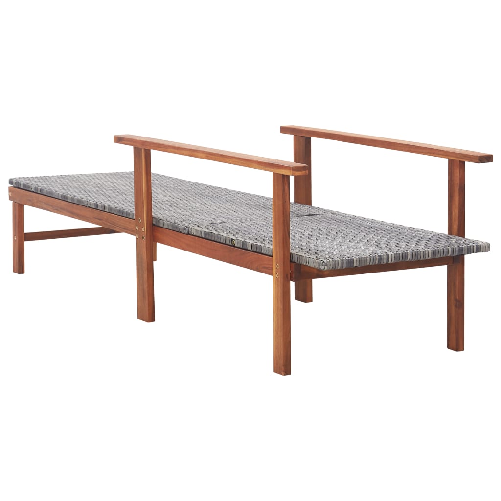 vidaXL Sun Lounger Poly Rattan and Solid Acacia Wood Gray