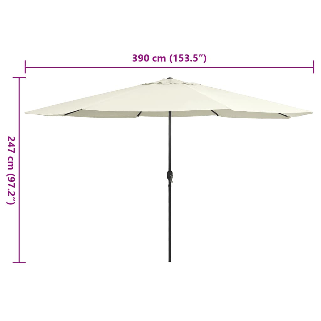 vidaXL Outdoor Parasol with Metal Pole 153.5" Sand White