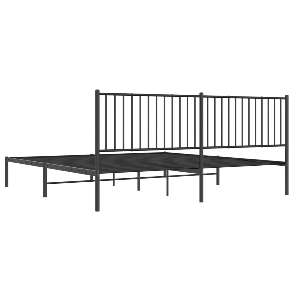 vidaXL Metal Bed Frame without Mattress with Headboard Black 76"x79.9"