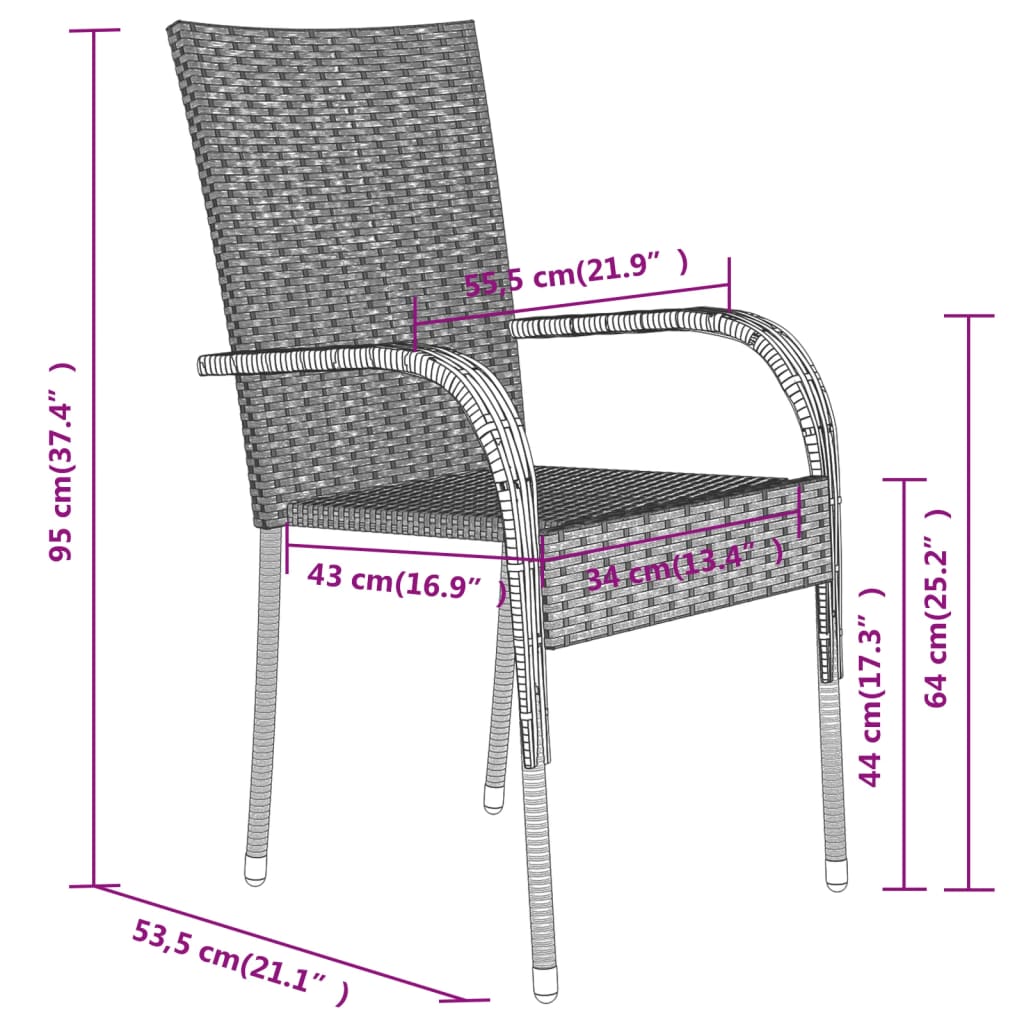 vidaXL 7 Piece Patio Dining Set Black