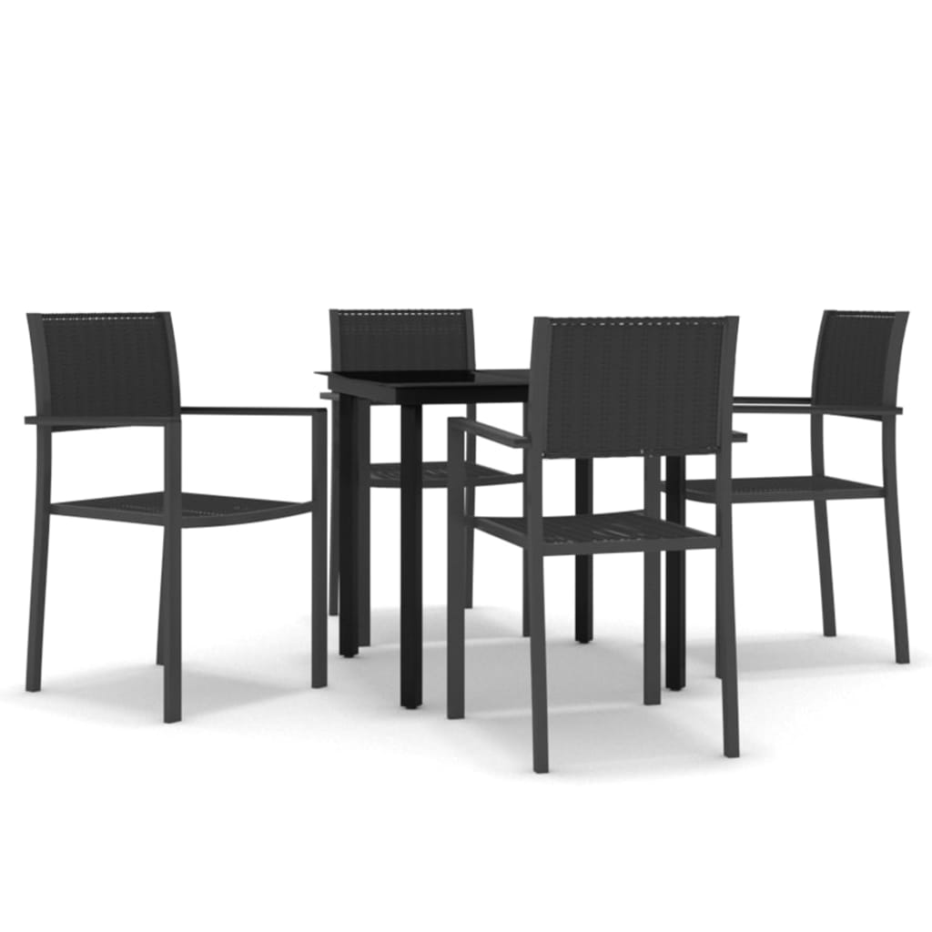 vidaXL 5 Piece Patio Dining Set Black