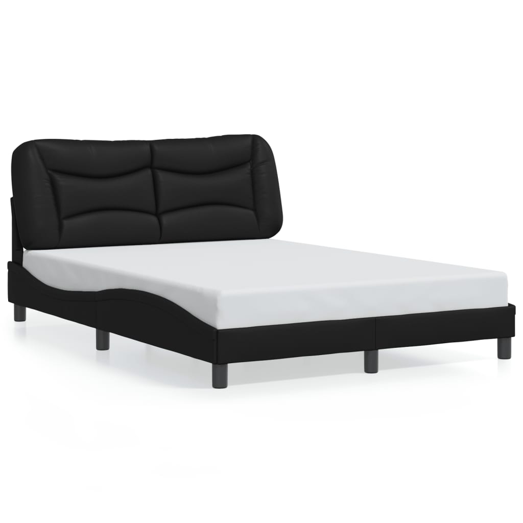 vidaXL Bed Frame without Mattress Black 53.9"x74.8" Faux Leather