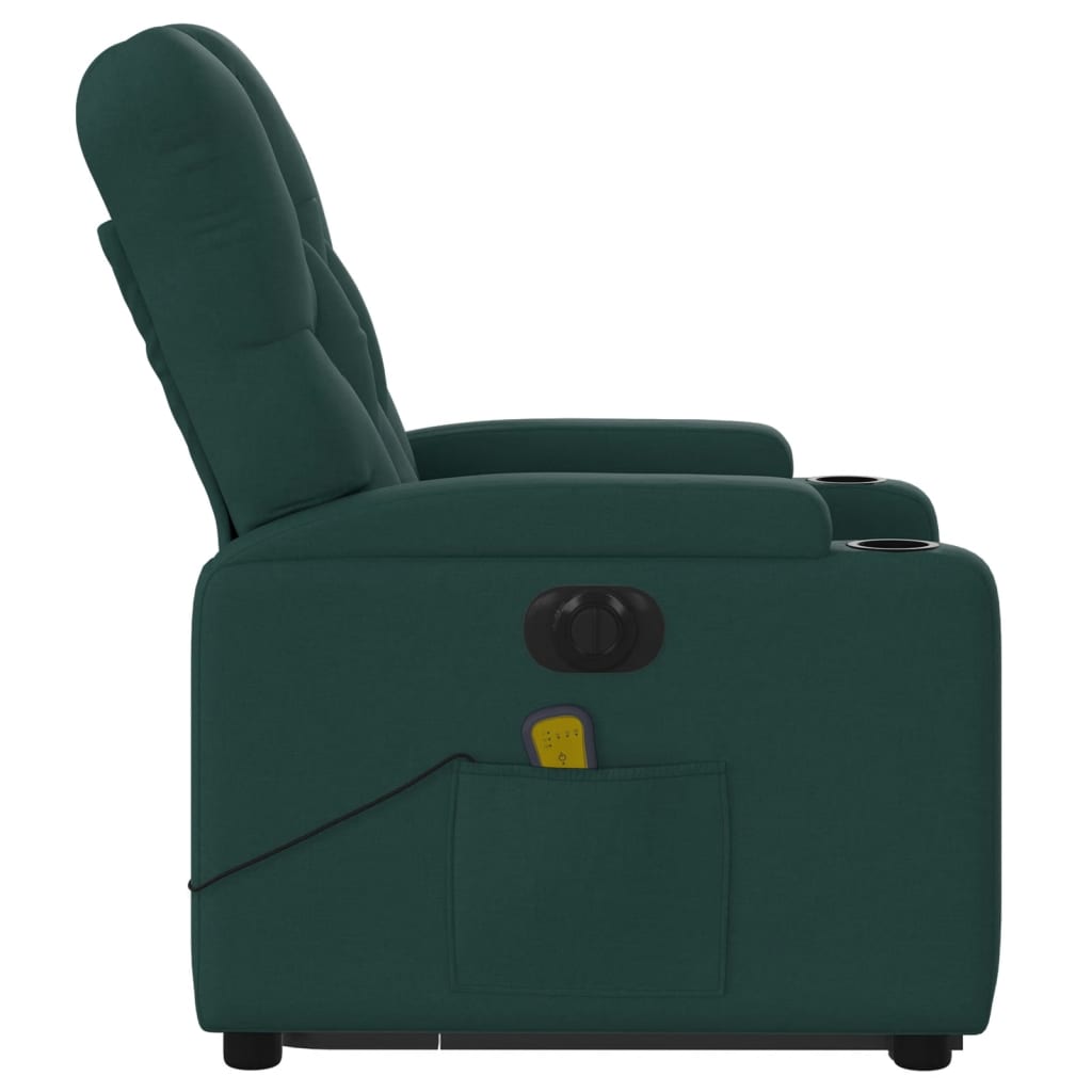 vidaXL Electric Stand up Massage Recliner Chair Dark Green Fabric