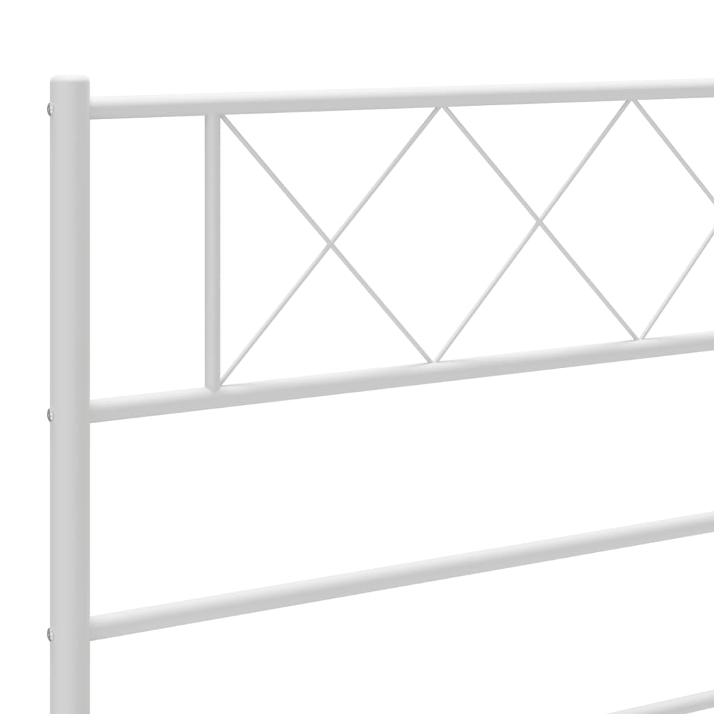 vidaXL Metal Bed Frame without Mattress with Headboard White 39.4"x74.8"