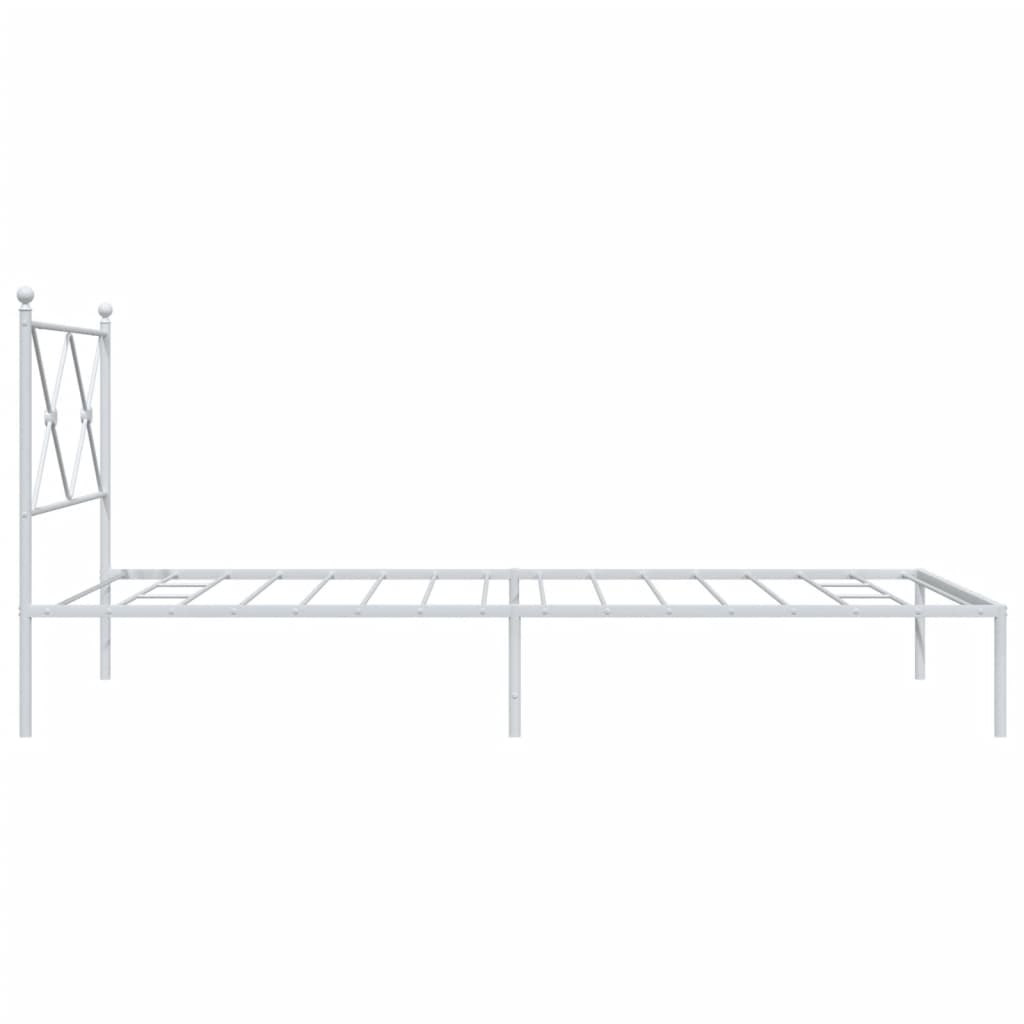 vidaXL Metal Bed Frame without Mattress with Headboard White 39.4"x78.7"