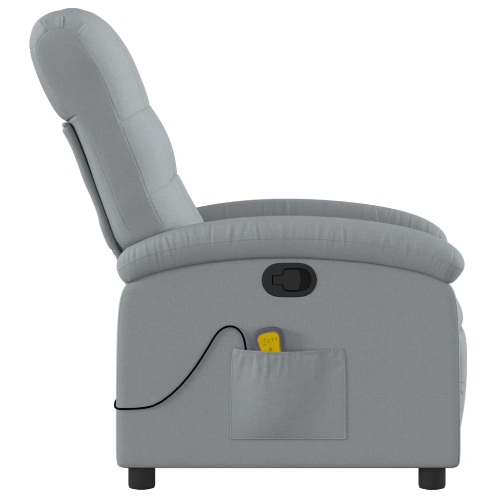 vidaXL Massage Recliner Chair Light Gray Fabric