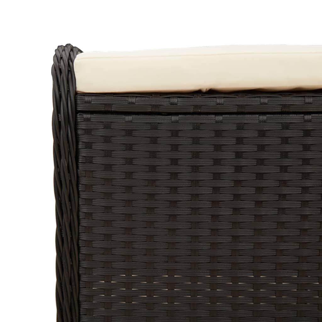 vidaXL Patio Stool with Cushion Black 22.8"x18.1"x18.1" Poly Rattan