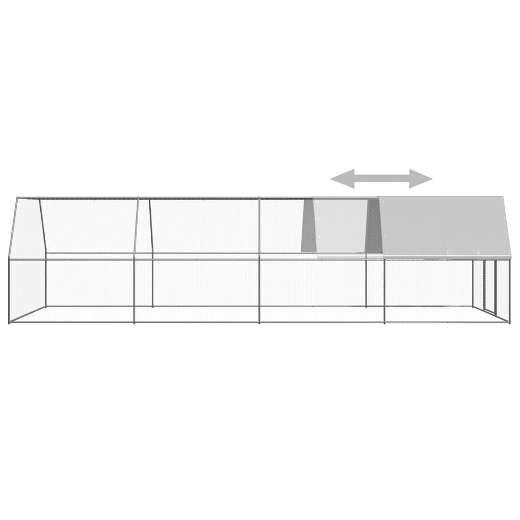 vidaXL Outdoor Chicken Cage 9.8'x26.2'x6.6' Galvanized Steel