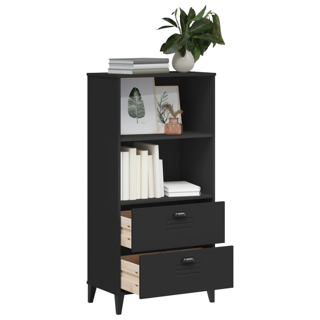 vidaXL Bookcase VIKEN Black 23.6"x13.8"x48.4" Engineered Wood