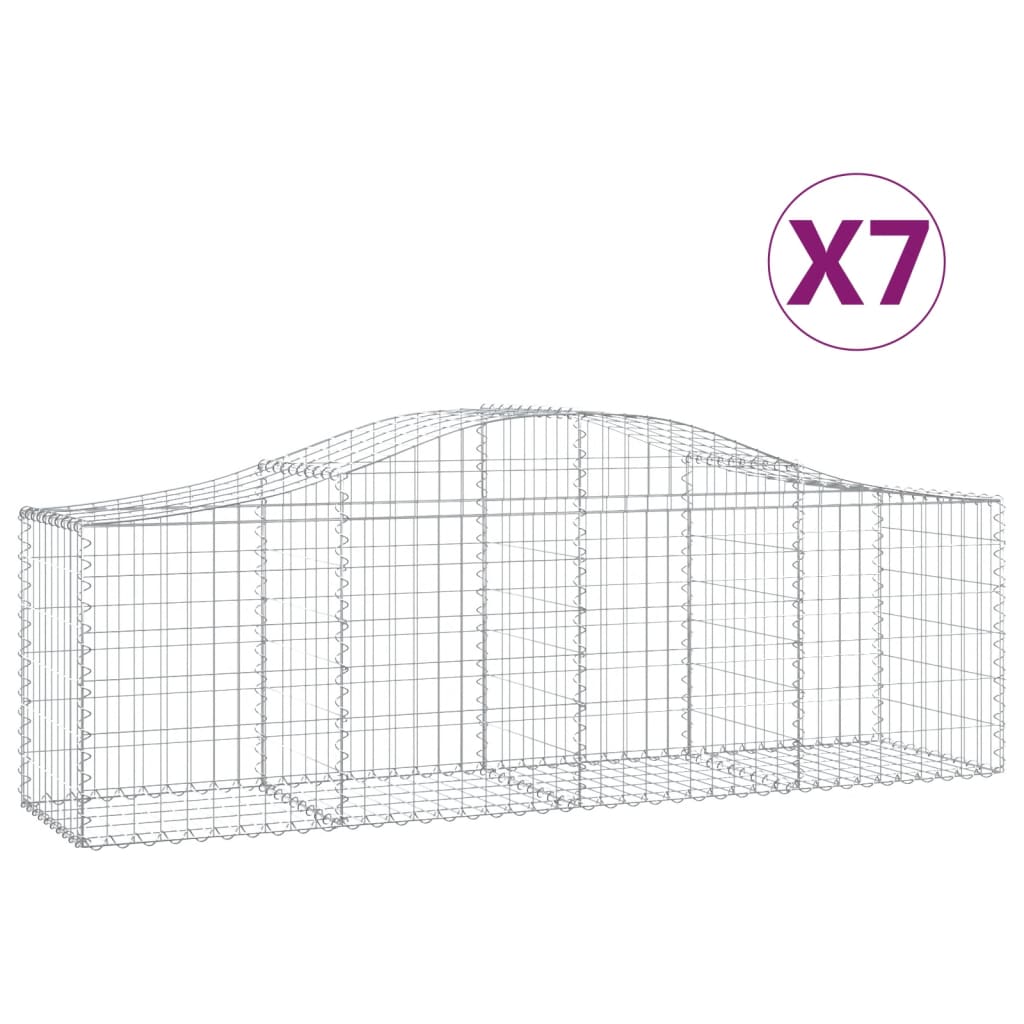 vidaXL Arched Gabion Baskets 7 pcs 78.7"x19.7"x23.6"/31.5" Galvanized Iron