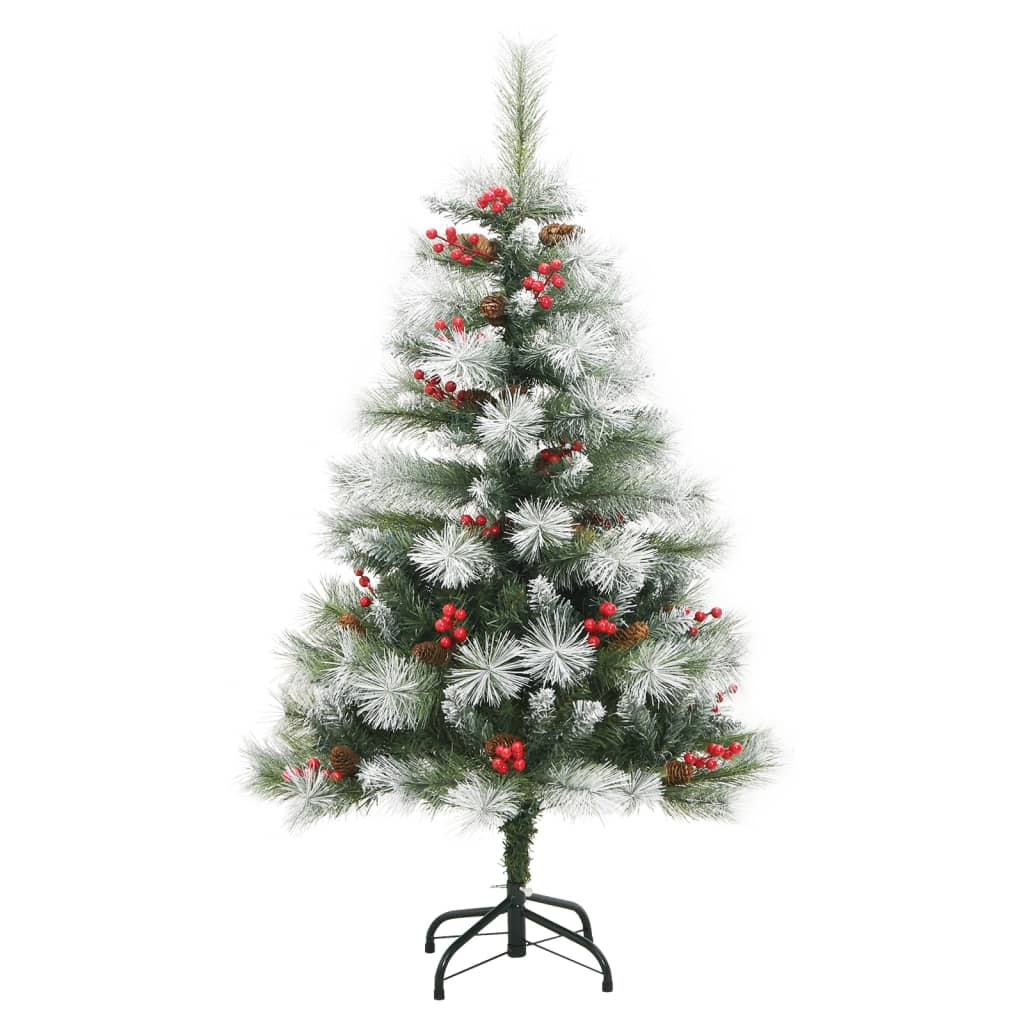 vidaXL Artificial Hinged Christmas Tree with Cones and Berries 47.2"