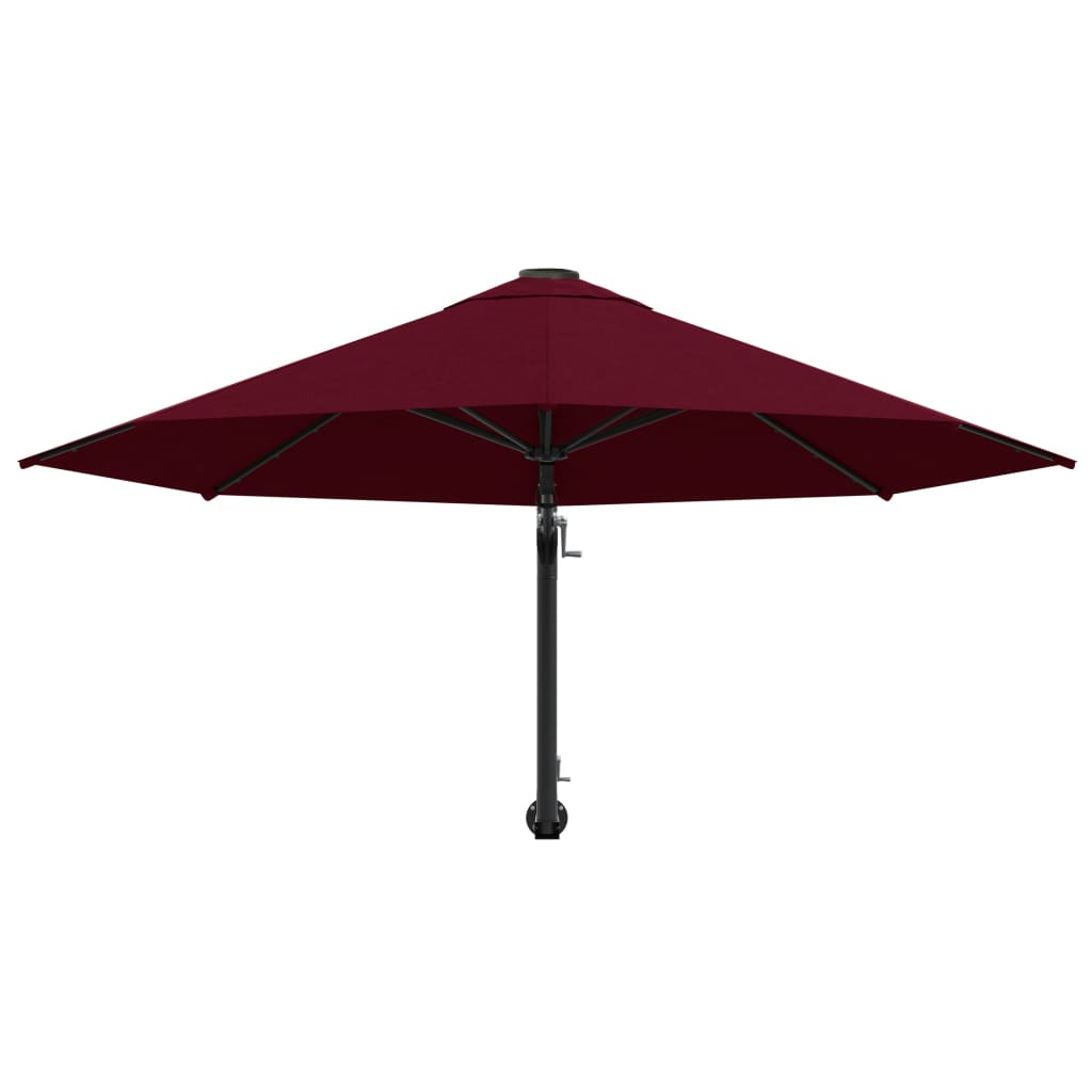 vidaXL Wall-Mounted Garden Parasol with Metal Pole 118.1" Burgundy