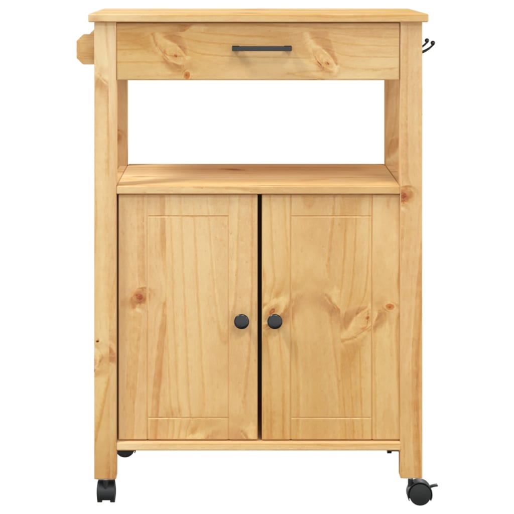 vidaXL Kitchen Trolley MONZA 23.6"x15.7"x35.4" Solid Wood Pine