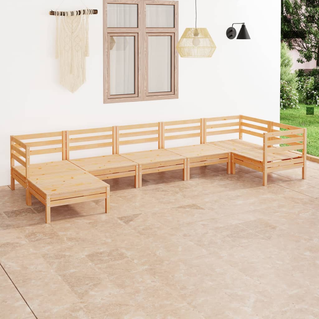 vidaXL 7 Piece Patio Lounge Set Solid Pinewood