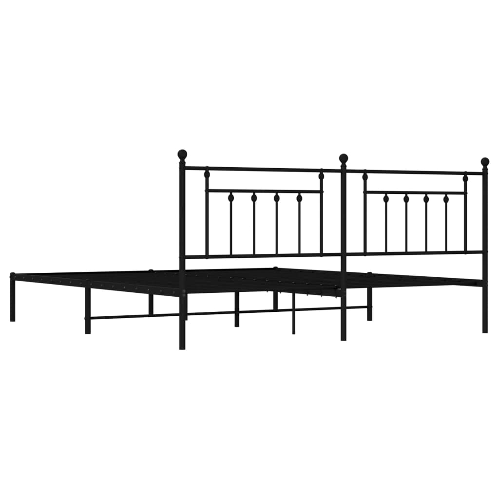 vidaXL Metal Bed Frame without Mattress with Headboard Black 76"x79.9"