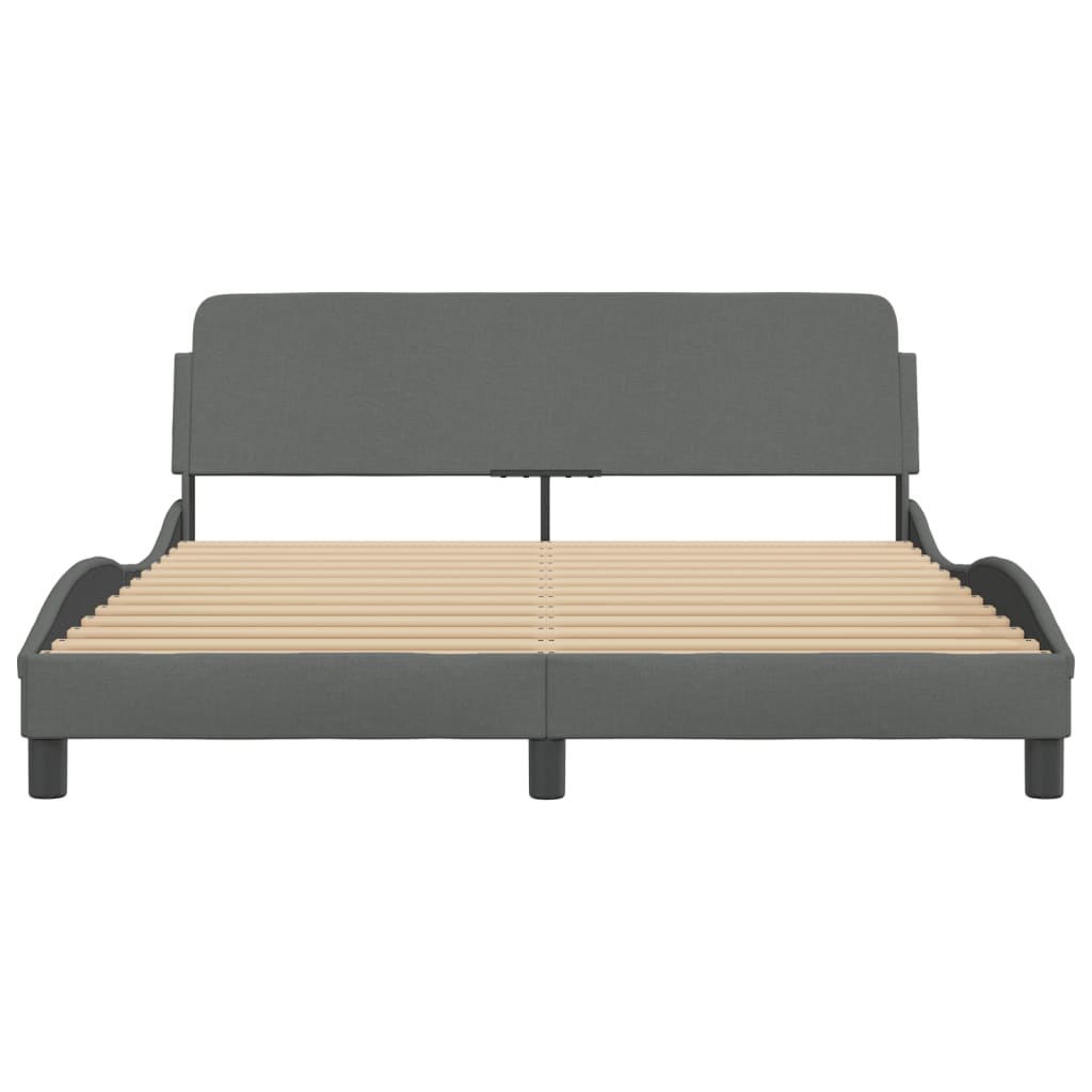 vidaXL Bed Frame with Headboard Dark Gray 59.8"x79.9" Queen Fabric