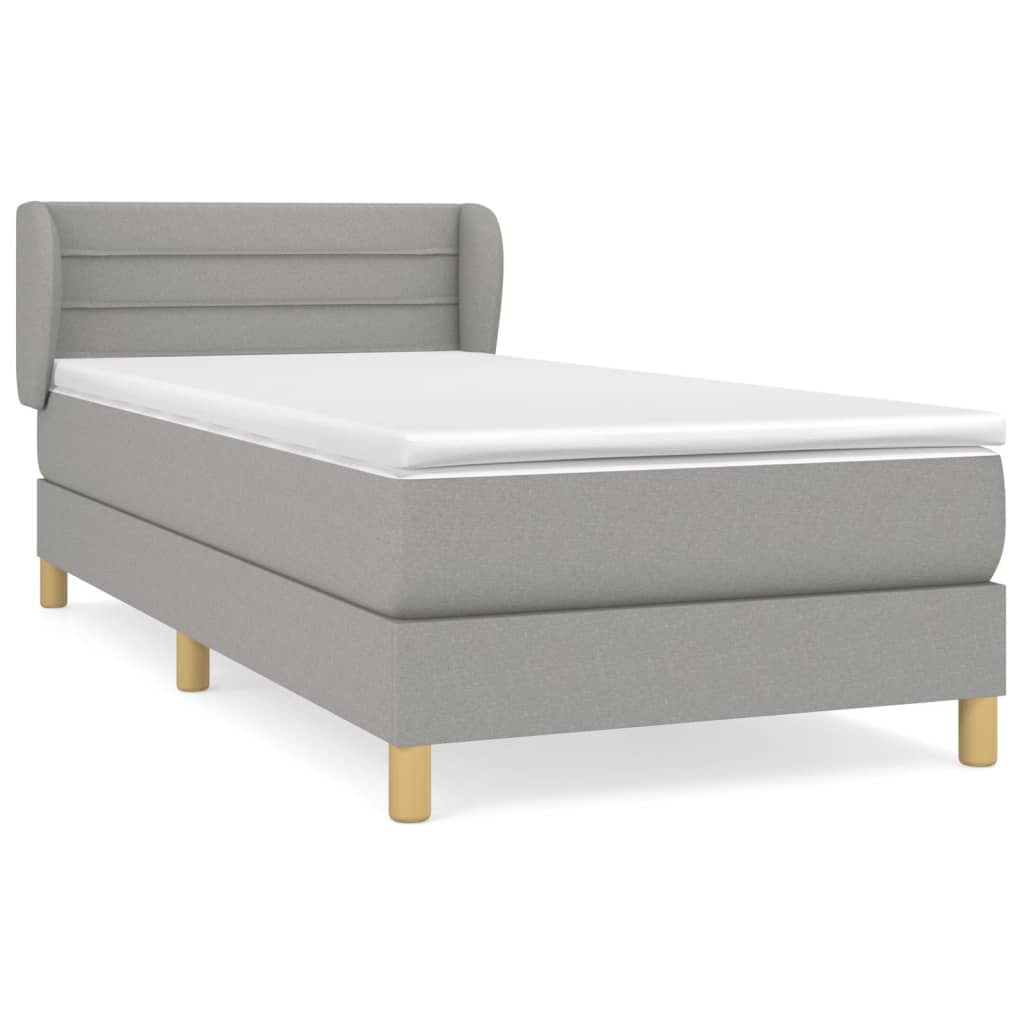 vidaXL Box Spring Bed with Mattress Light Gray Twin Fabric