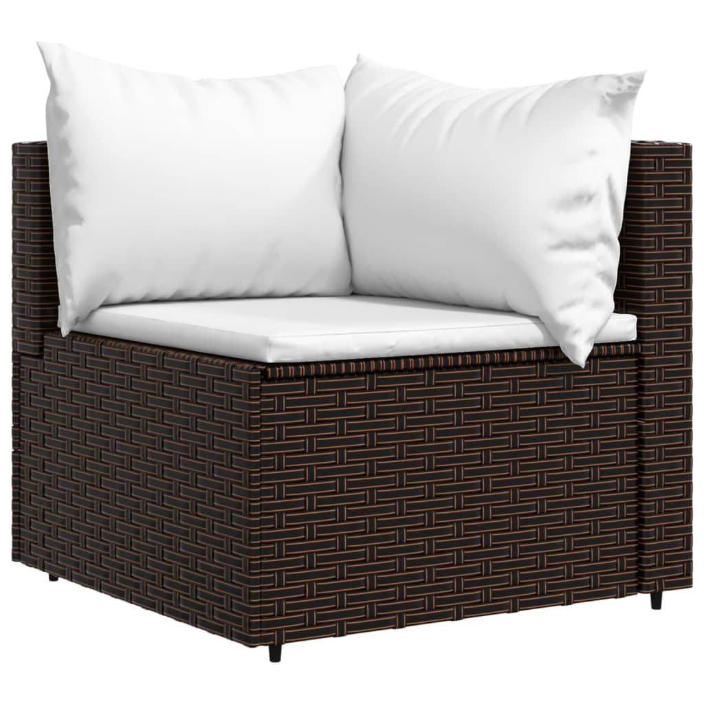 vidaXL 4 Piece Patio Lounge Set with Cushions Brown Poly Rattan