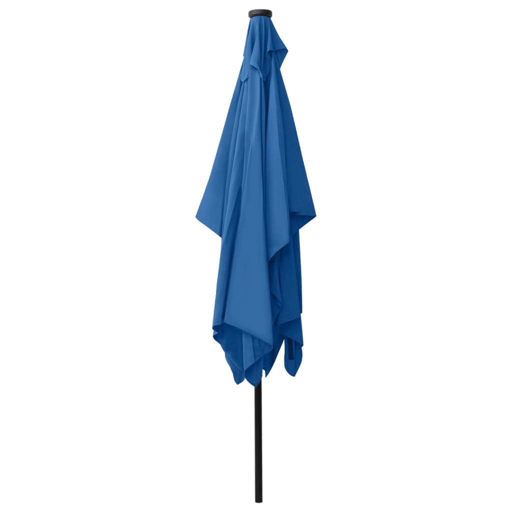 vidaXL Parasol with LEDs and Steel Pole Azure Blue 6.6'x9.8'