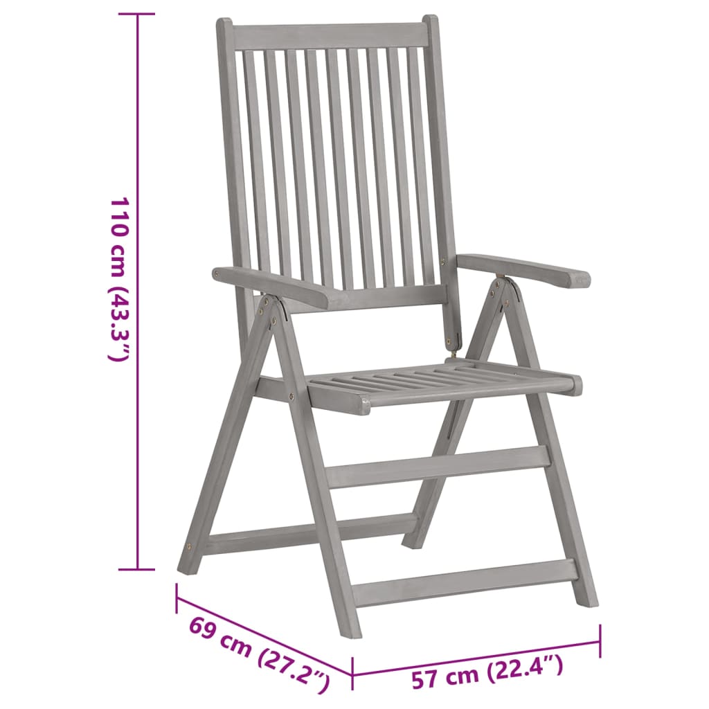 vidaXL Patio Reclining Chairs 2 pcs with Cushions Solid Acacia Wood