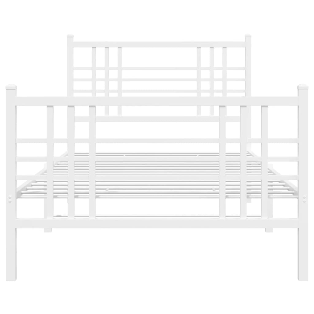 vidaXL Metal Bed Frame without Mattress with Footboard White 39.4"x78.7"