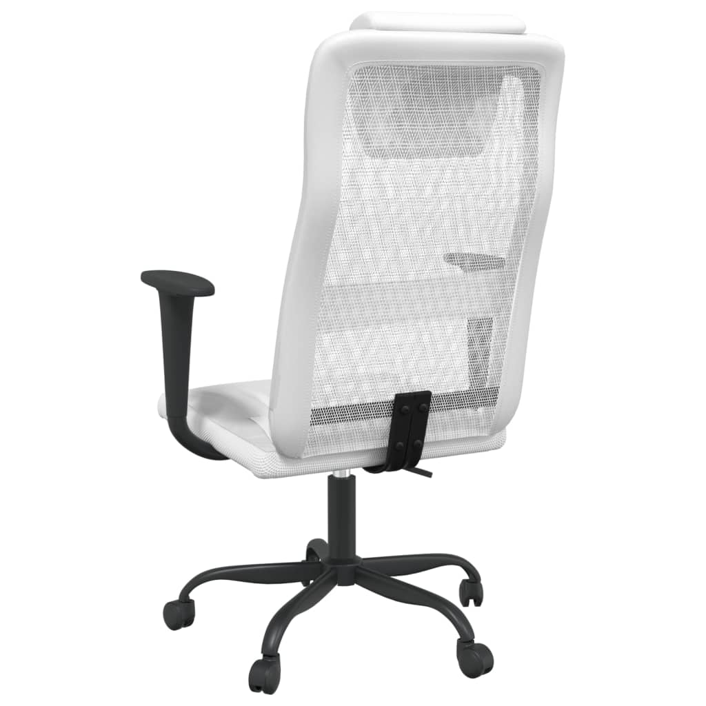 vidaXL Office Chair White Mesh Fabric and Faux Leather