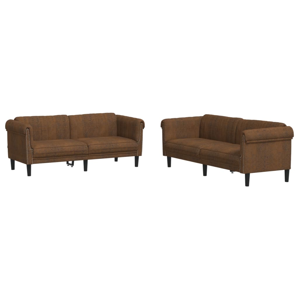 vidaXL 2 Piece Sofa Set Brown Velvet