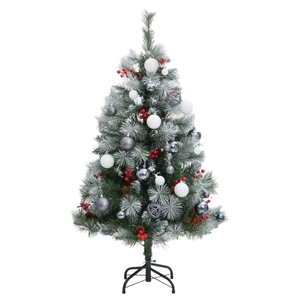 vidaXL Artificial Hinged Christmas Tree 150 LEDs & Ball Set 47.2"