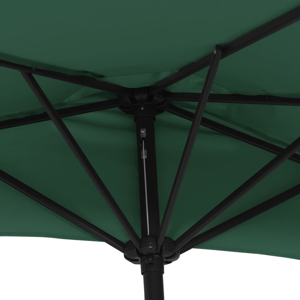 vidaXL Garden Parasol with Aluminum Pole Green 106.3"x56.7" Half