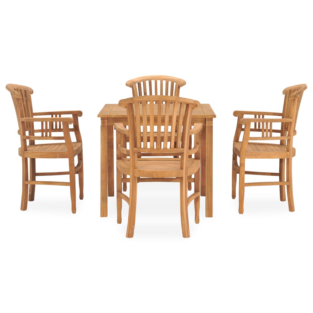 vidaXL 5 Piece Patio Dining Set Solid Teak Wood