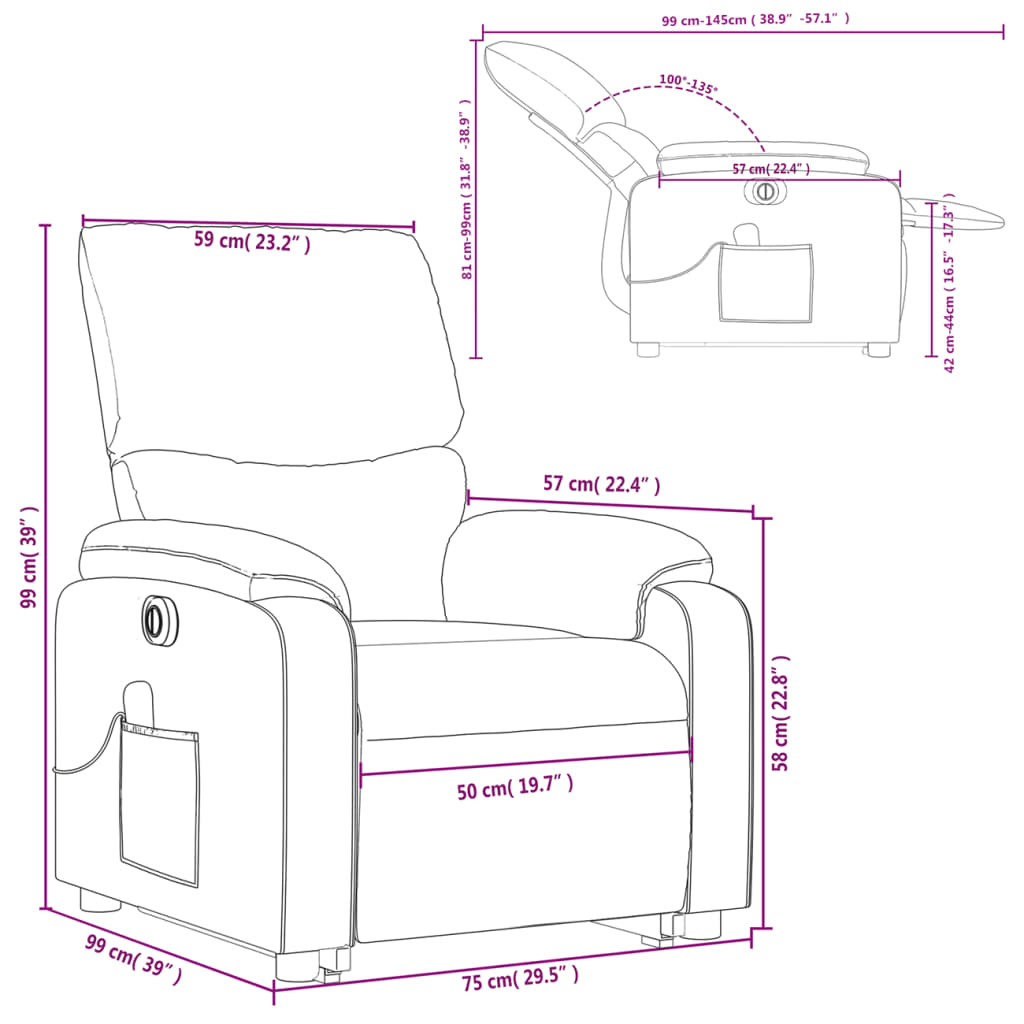 vidaXL Electric Stand up Massage Recliner Chair Black Faux Leather