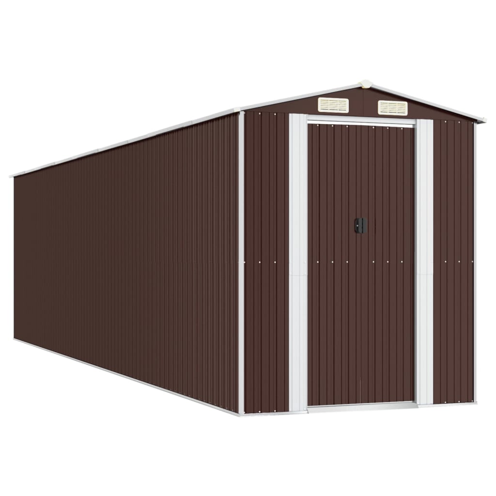 vidaXL Garden Shed Dark Brown 75.6"x303.9"x87.8" Galvanized Steel